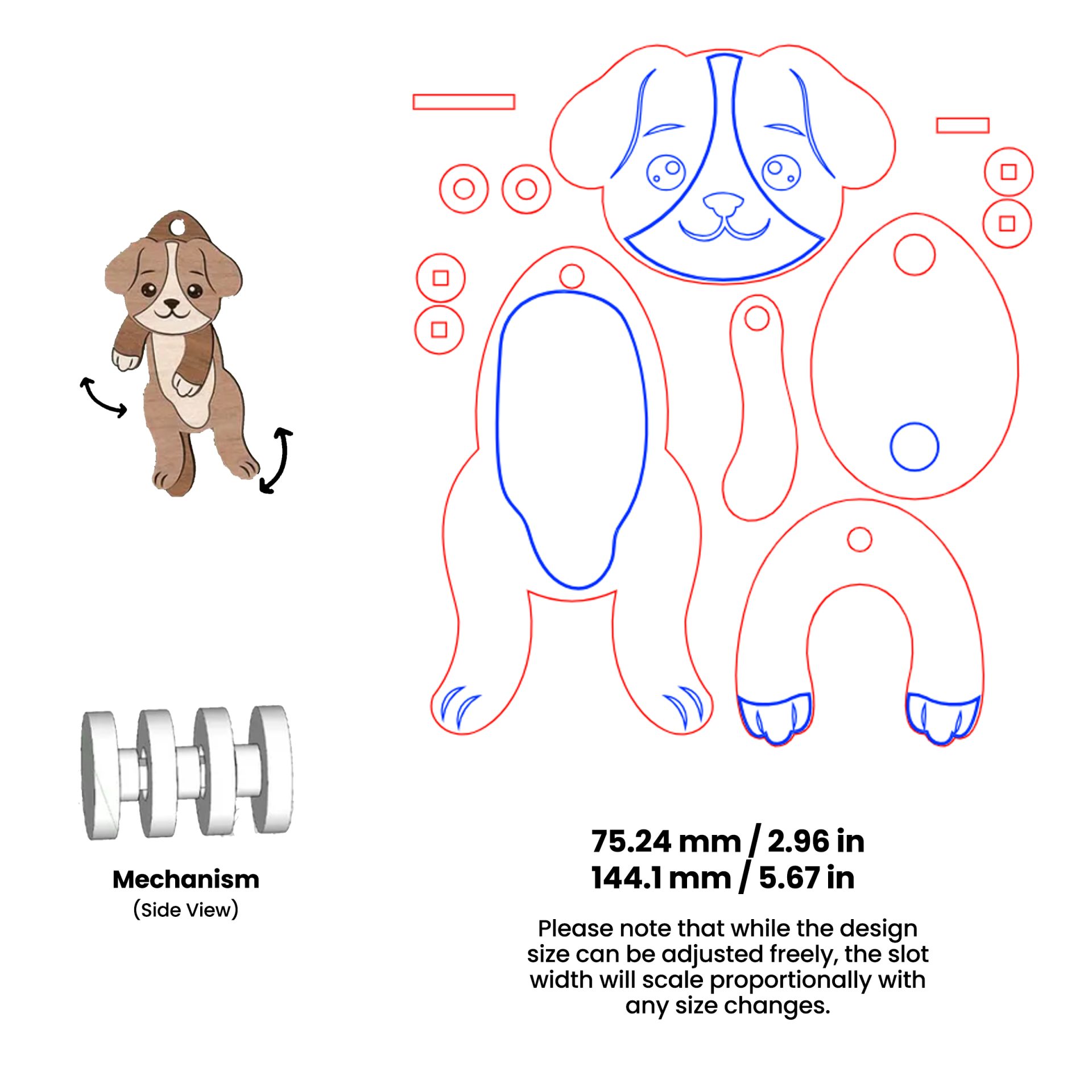 3D Hanging Animals Stress Relief Toys, Laser Cut Files, Cute Wood Animal SVG, Easy DIY Desktop Decor - Image 7