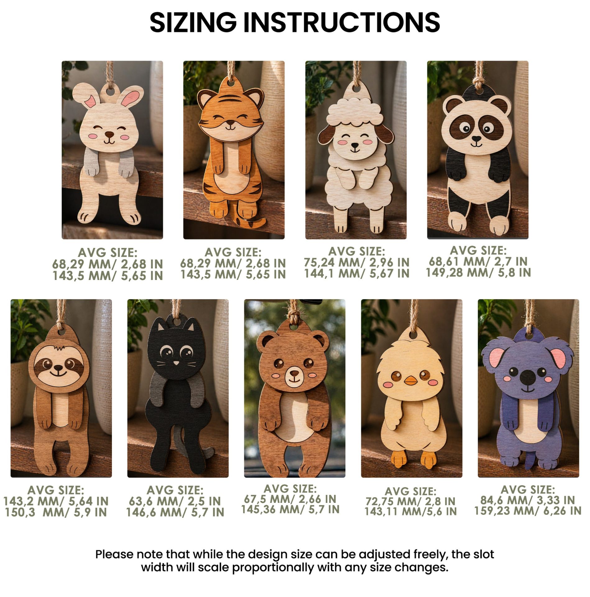 3D Hanging Animals Stress Relief Toys, Laser Cut Files, Cute Wood Animal SVG, Easy DIY Desktop Decor - Image 8