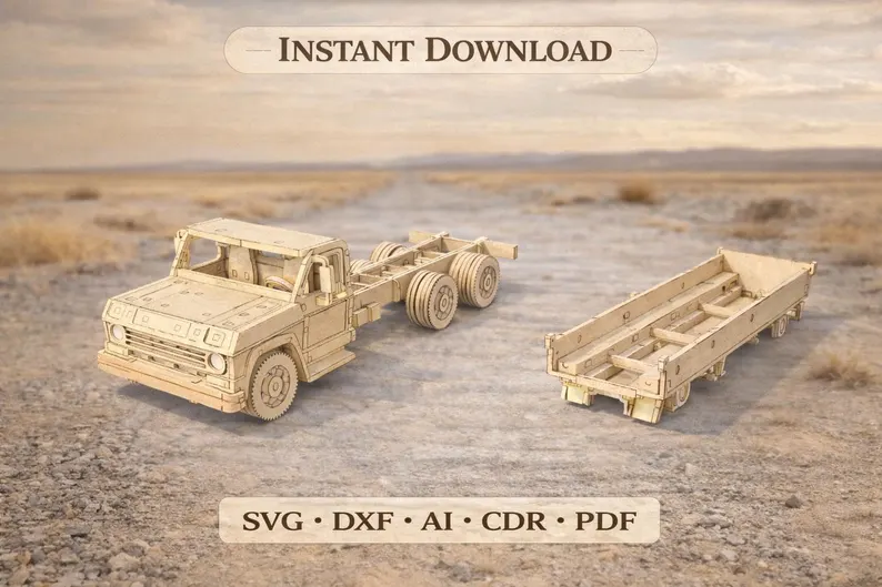 Laser Cut Vehicle Models Bundle – Trucks, Buses & Forklifts - Image 11