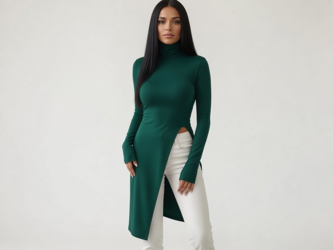 Turtleneck Split Thigh Dress Sewing Pattern, Beginner Friendly (PDF Pattern) - Image 8