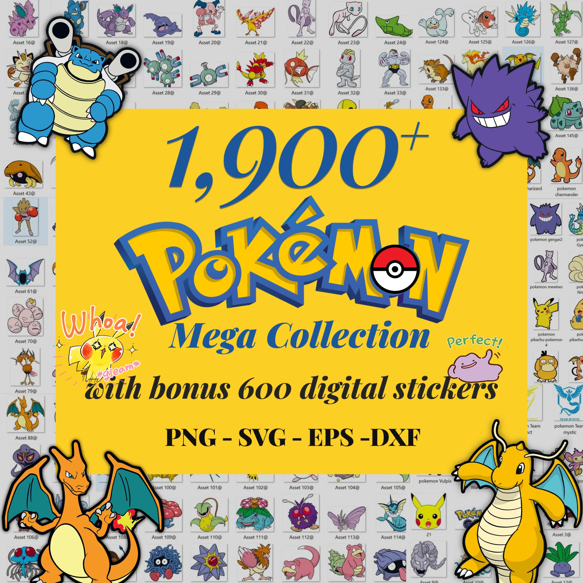 636+ Bonus Pokémon Sticker Design Bundle | Printable PNG & Cricut Ready Collection