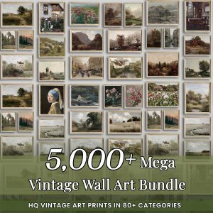 5,000+ Mega Vintage Wall Art Bundle, HQ Vintage Art Prints in 80+ Categories, Classic Gallery Wall Set PDF