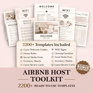Airbnb Host Template Bundle: Signs, Checklists, Social Media (Canva Editable)