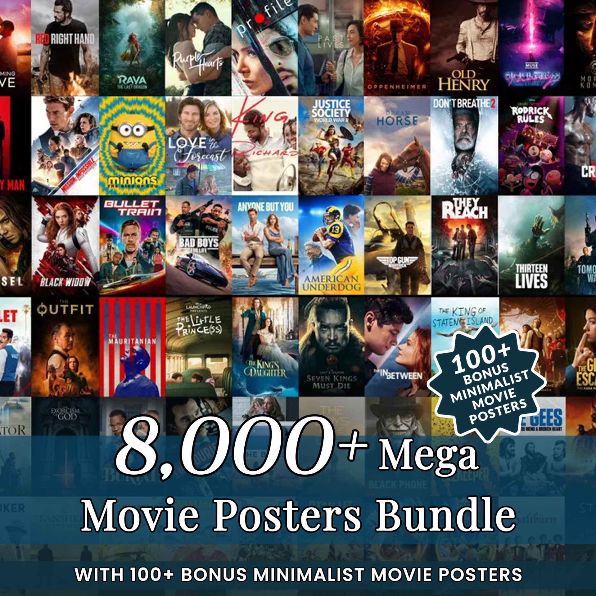 8,000+ Mega Movie Posters Bundle, 100+ Bonus Minimalist Movie Posters, High-Quality Digital Prints, Ultimate Cinema Wall Art Set