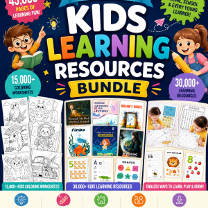 Kids Learning Activities Bundle: 45,000+ Home school Worksheets (Digital Download)