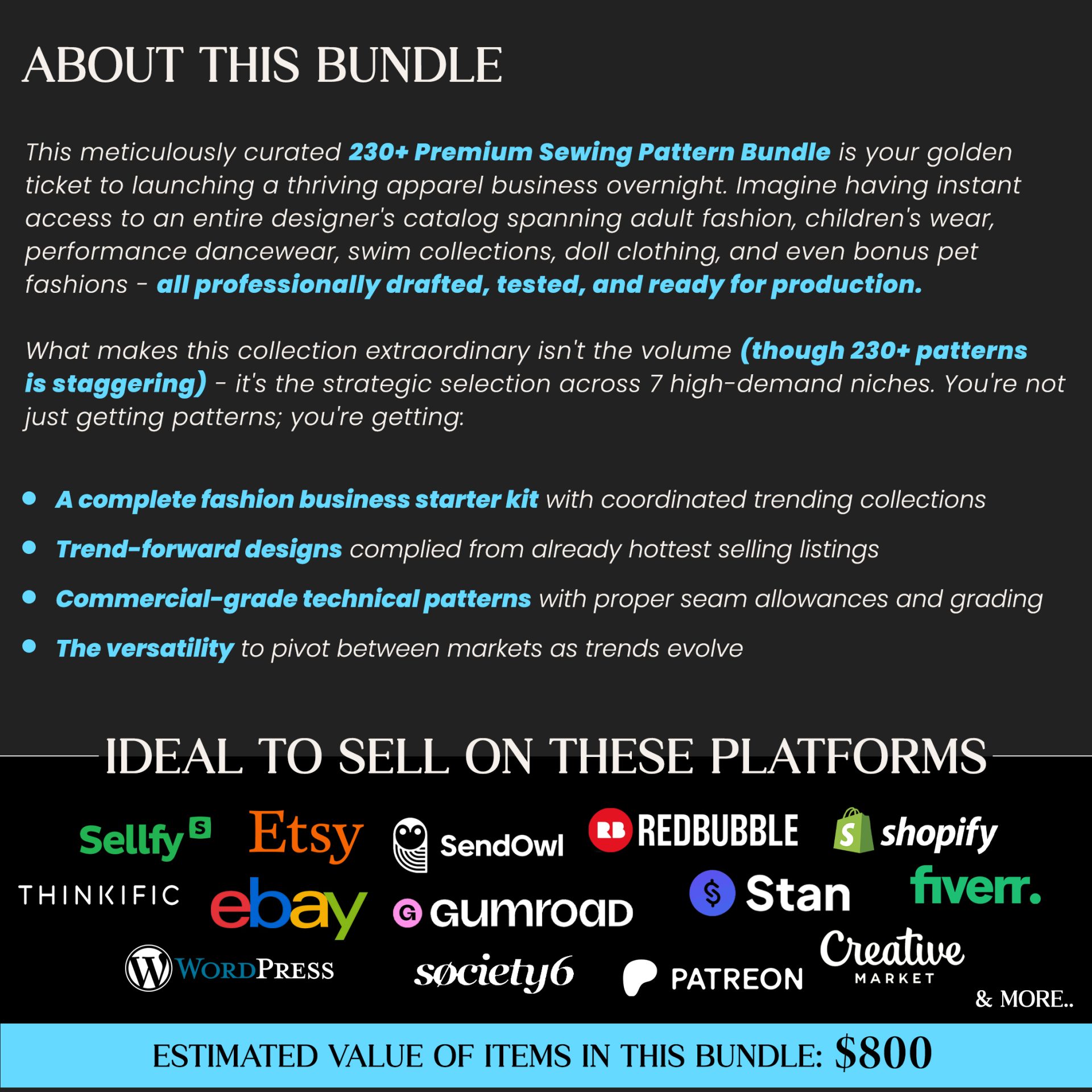 200+ Sewing Patterns Mega Bundle, Ultimate PDF Collection for Adult, Maternity, Kids & Pets, Easy Swimwear & Doll Pattern DIY - Image 2