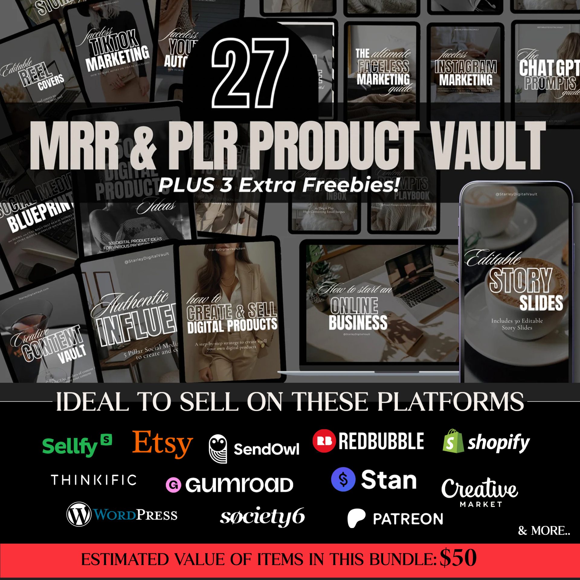Faceless Digital Marketing Bundle 27 | Resell Vault | PLR + MRR Passive Income Done-For-You Products - Image 2