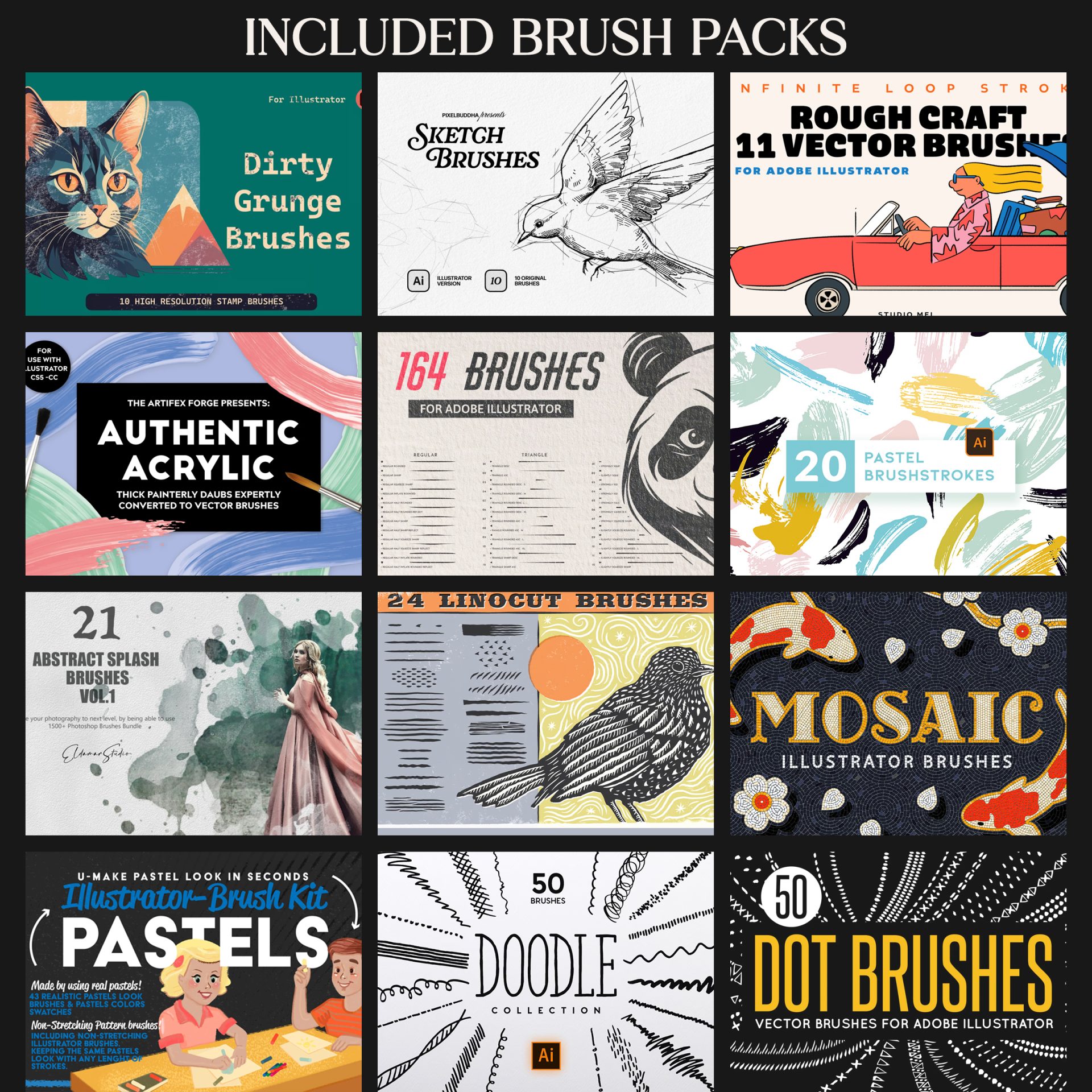 Illustrator Brushes Mega Bundle – Pro Design Collection - Image 3