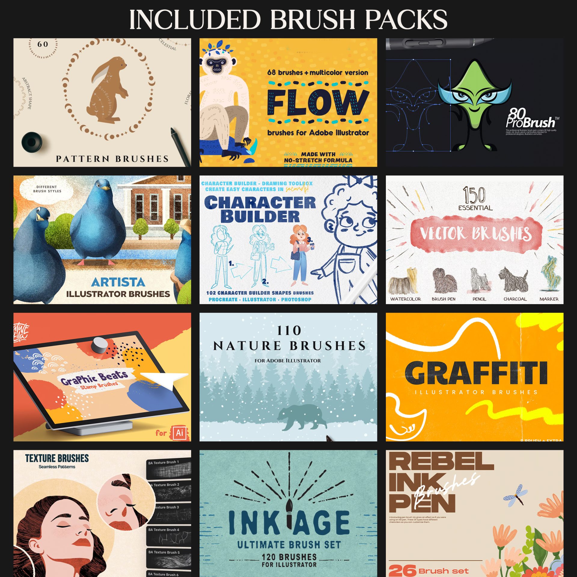 Illustrator Brushes Mega Bundle – Pro Design Collection - Image 4