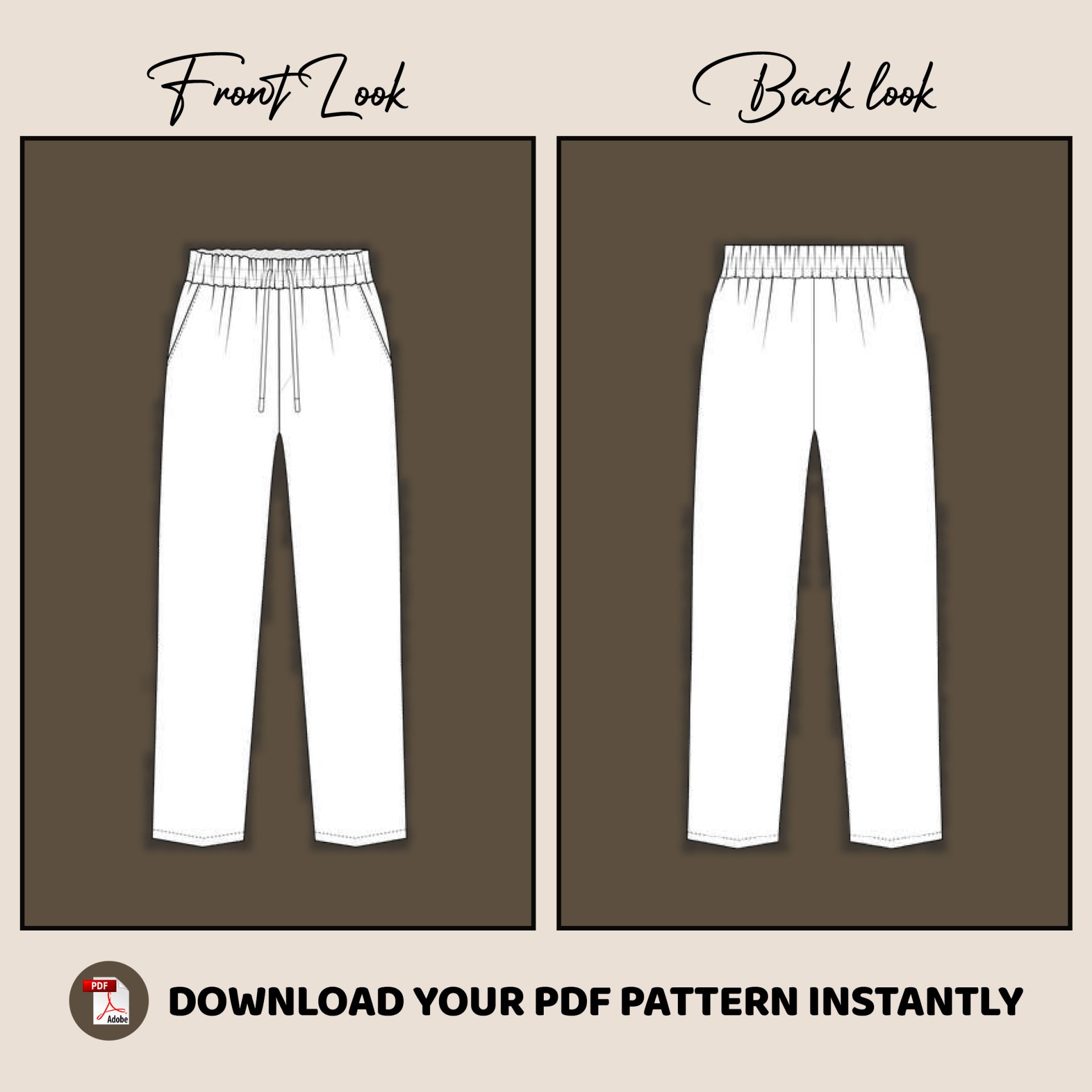 Men's Wide Leg Pants Sewing Pattern, Loose Fit Linen Trousers (PDF Download) - Image 11