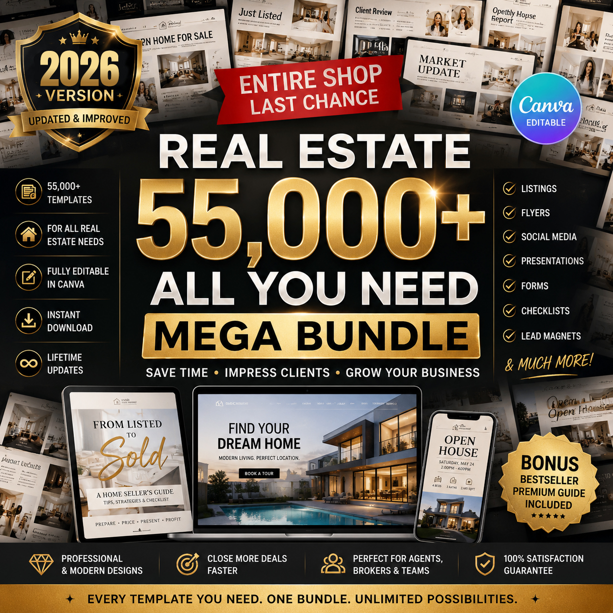 Real Estate Canva Template Bundle: Marketing & Social Media (Digital Download)